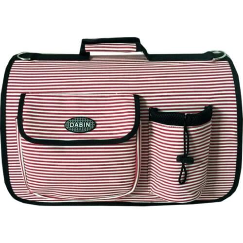 New Out Shoulder Portable Travel Backpack Outdoor Pet Dog Carrier Bag Pet Dog Canvas Striped Front Bag Mesh Backpack Head