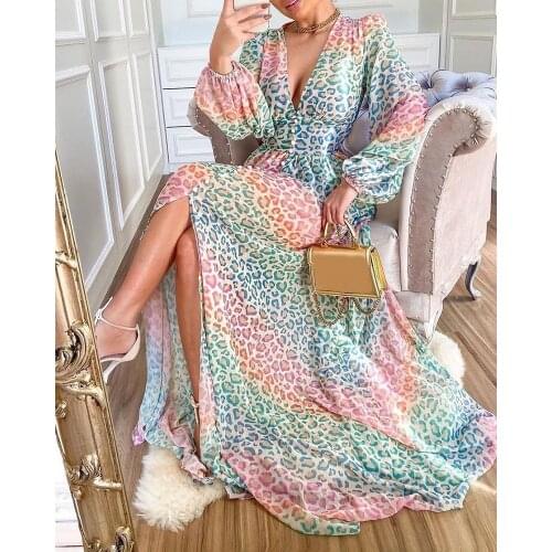 New womens color leopard print dress casual dress YZ-GZSC-0019 Dresses