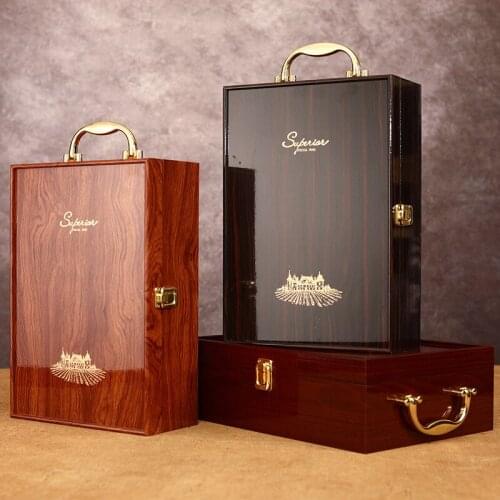 New style double leather box high grade red wine gift box double bottle wooden wine box home storage organizer