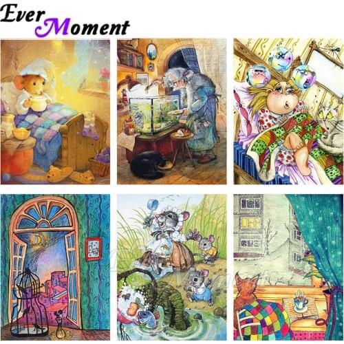Ever Moment Diamond Painting Full Square Resin Drill Wall Decoration Handmade Paint By Diamond Beads Art Cartoon Picture ASF2276