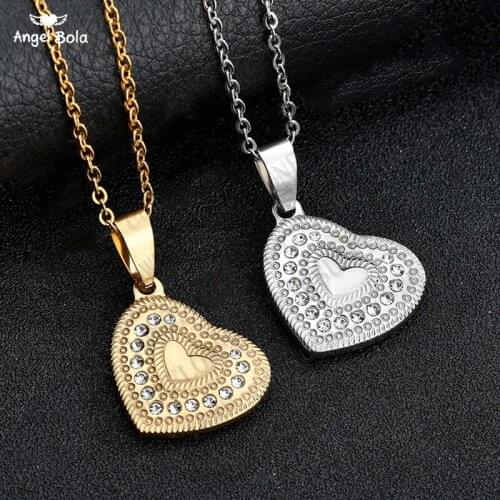 Luxury Cubic Zirconia Heart Silver Color Pendant Necklace Gold Color CZ Crystal Necklace Women Gift Drop Shipping