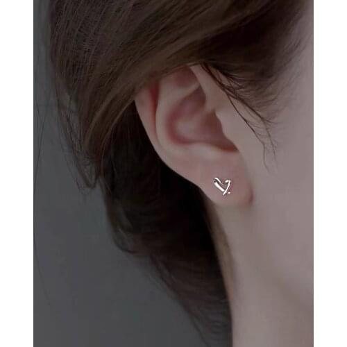 NEW Real 999 Silver Sterling Heart Earrings for Women Men Stud Ear Pin Minimalist Fine Jewelry Hot Popular