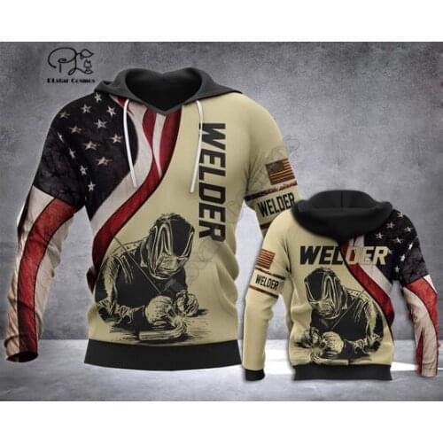 Welder Flag printed Hoodies sweatshirts Men Women Fashion Hooded Long Sleeve streetwear Pullover cosplay costumes