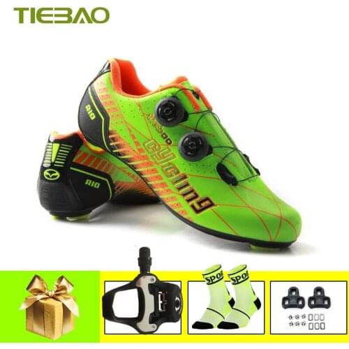 Tiebao Road Shoes Carbon Fiber Cycling Sneakers Bicycle Pedals Self-locking Ultralight Sapatilha Ciclismo Athletic Bike Shoes
