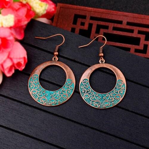 Retro Vintage Round Carved Jhumka Earrings For Women 2019 Gypsy Antique Bohemian Jhumkas Indian Jewelry Boucle D'oreille HQE554