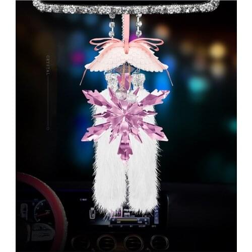 High quality gift goddess crystal snowflake car interior accessories ornaments rearview mirror car pendant