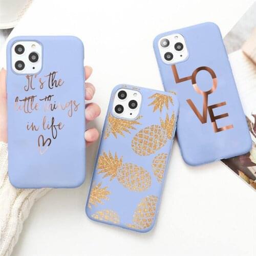 Bling love Phone Case Candy Color Blue for iPhone 11 12 pro XS MAX 8 7 6 6S Plus X 5S SE 2020 XR