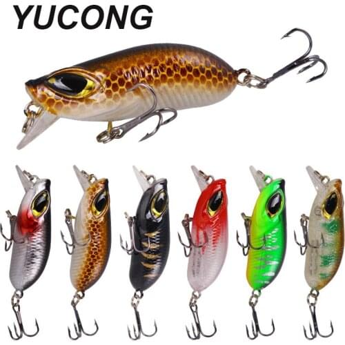 YUCONG 6PCS Mini Crank Fishing Lures 6cm-7.5g Floating Crankbaits Wobbler Topwater Trolling Hard Baits Vivid Swimbait Pesca Isca