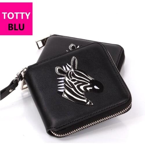 Women Bag Genuine Leather Patchwork Embroidery Wallets Girl Clutch Purse Billfold Braccialini Brand Style Handicraft Art Cartoon