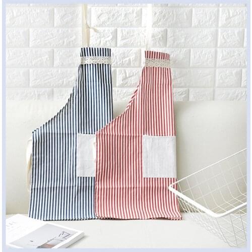1PC Striped Cotton Linen Apron Woman Adult Bibs Home Cooking Baking Coffee Shop Cleaning Aprons Kitchen Accessory LF 179