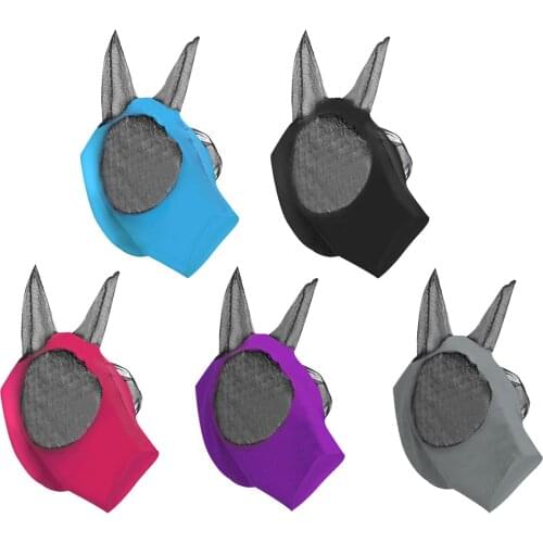 1pc Anti-Fly Mesh Equine Mask Horse Mask Stretch Bug Eye Horse Fly Mask with Covered Ears Horse Fly Mask Long Nose with Ears