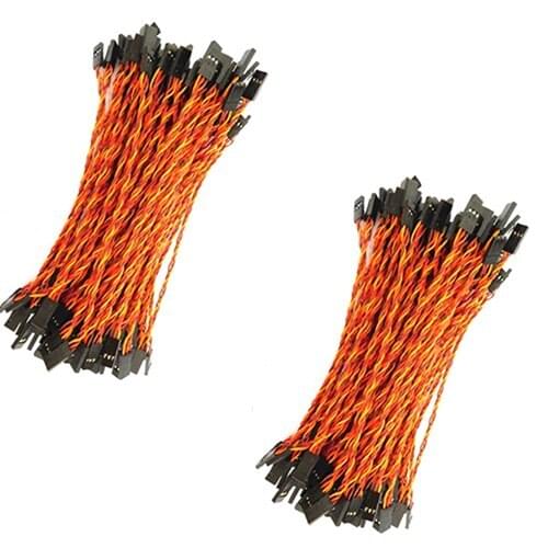 100Pcs 50cm Male to Male 30 Core Filaments Twisted Pair Wire Extension Leads For Airplane Model Steering Motor Brown-Red-Orange