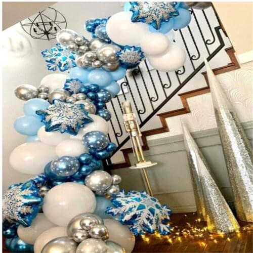 104Pcs Snowflake Balloons Garland Decor Arch Kit Ice Snow Queen Metal Balloon For Frozen Birthday Girl Baby Wedding Party Decor