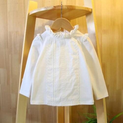 2016 new autumn winter Korea style baby girls clothes lace long-sleeve flower princess t shirt infant brand botuqie tops white