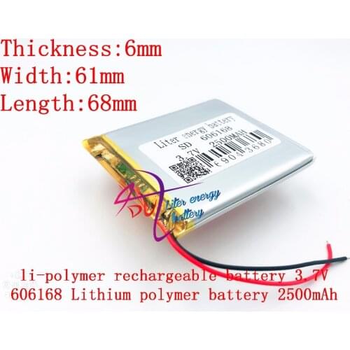 3.7V,2500mAH,606168 PLIB; polymer lithium ion / Li-ion battery for GPS,mp3,mp4,mp5,dvd,,model toy mobile