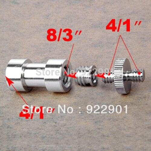3pcs 3in1 1/4" screw Spigot Stud convert Adapter 1/4 inch 3/8 inch Threaded Screw adapter