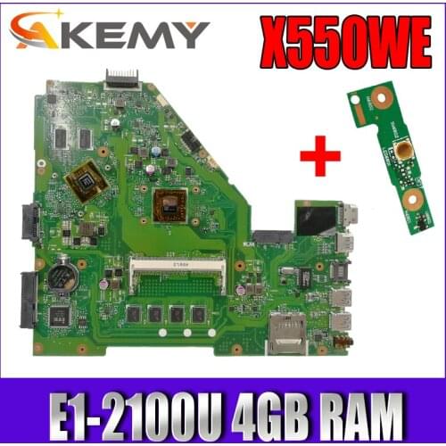 Akemy X550WE Motherboard For Asus D552W X552WE X550W X550WE Laotop Mainboard with E1-2100U 4GB RAM