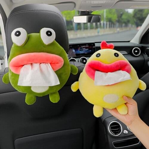 Car Tissue Box Cute Plush Animals Napkin Tissue Paper Holder Car Styling Portable Paper Package Napkin Case Auto Interior Pillow