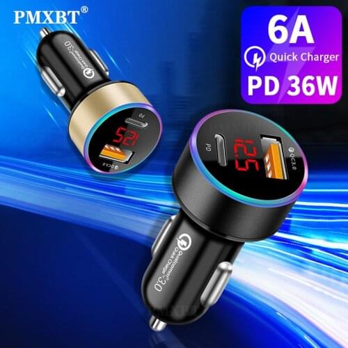 36W USB PD Car Phone Charger Quick Charge 3.0 Car-Charger For iPhone 11 Pro X Samsung S20 A50 A70 Double USB Port Charger in Car
