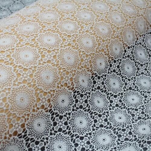 White Guipure Floral High End Lace Fabric Hollow Out Water soluble Lace fabric For DIY Garment Party Wedding Dress Houte Couture