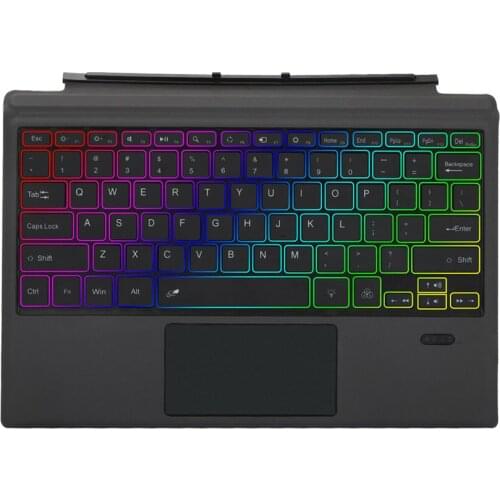 7 Colors RGB Backlit Magnetic Wireless Bluetooth Keyboard with Cover for Microsoft Surface Pro 7/6/5/4/3