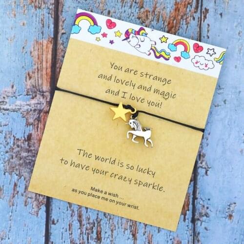 1x Unicorn Star Wish Bracelet Unicorn Charm Wish String Bracelet Unicorn Jewelry for Women Men Girls Friendship Birthday Gift