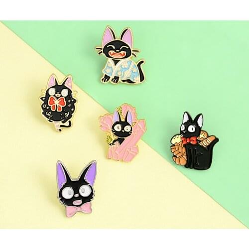 Custom Brooch Pin Set Cute Cat Cartoon Pattern Enamel Lapel Pins Set Badges Ornaments for Clothing Bags Backpacks Jackets Hat