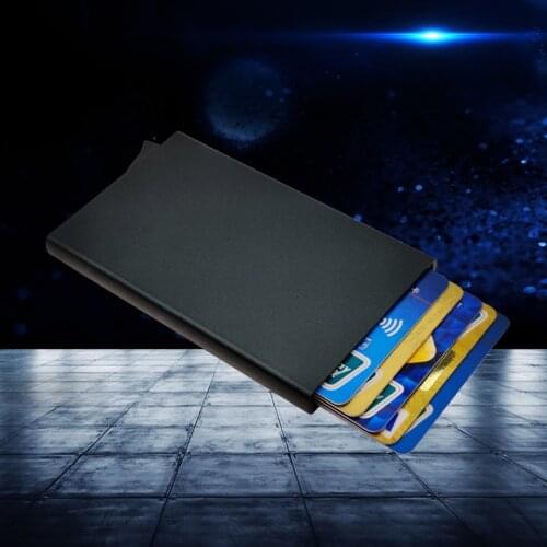 Credit Card Holder Wallet RFID Card Protection Metal Aluminum Automatic Slide Women Men ID Business Anti-Scan Blocking Sleeves