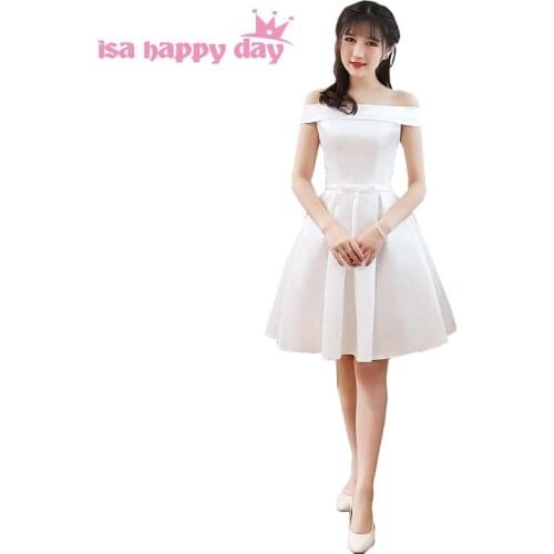 Special occasion women off the shoulder bridesmaid robes simple ivory short bridesmade dress length girls party princess H4209