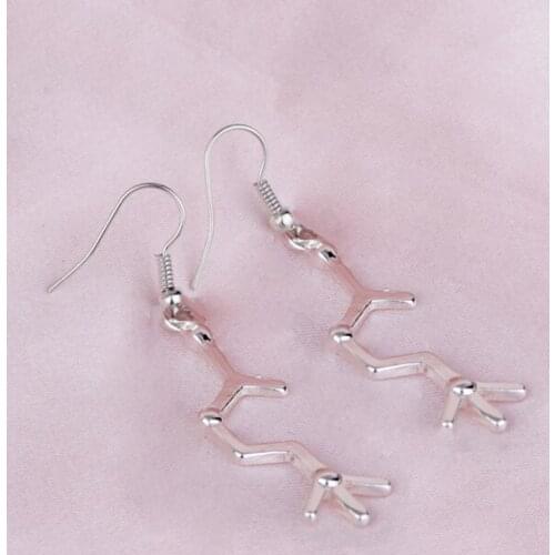 E004 Fashion Dopamine chemical molecular structure earring jewelry Simple Chemical symbol alloy earrings