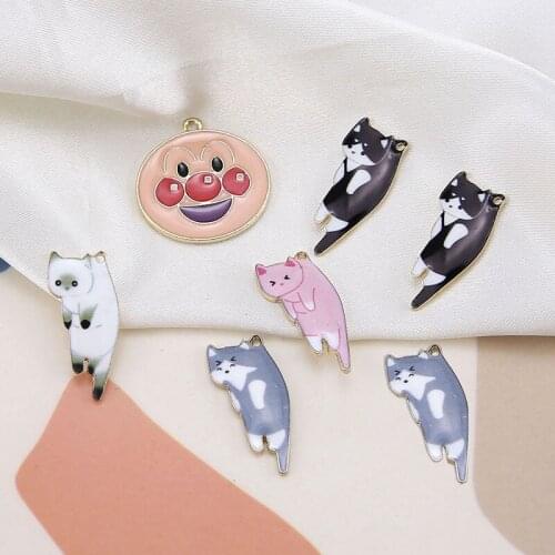 10 Black Cat Kitten Charm or Pendants Purse Accessories Notebook Diary White Cat Charm Lover Gift.animals Enamel Jewelry Making