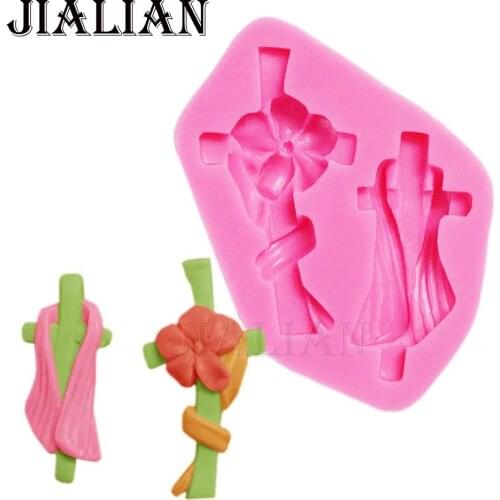Cross Modeling With Flower Silicone Fondant Mold 3D Cake Decoration Mould Chocolate kitchen Baking accessories T0734