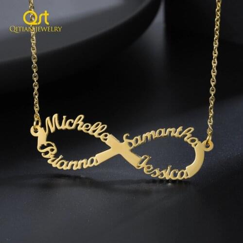 Custom Infinity Name Necklace 18K gold plated Stainless Steel Choker Personalized Necklaces&Infinity Pendant Friendship Necklace