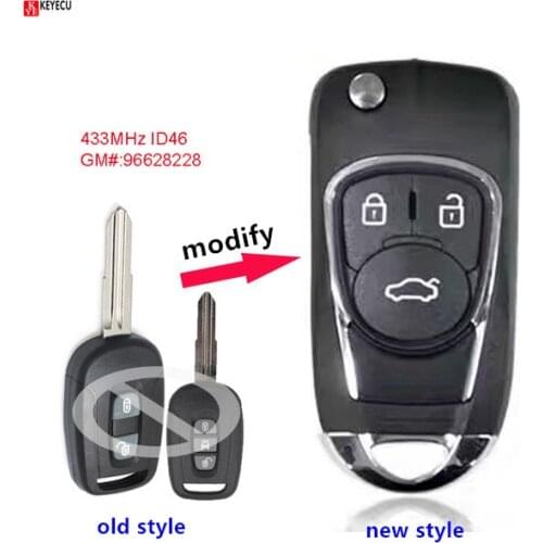 Keyecu Upgraded Flip Remote Control 2/3 Button Fob 433MHz ID46 Chip for Chevrolet Captiva 2006 2007 2008 2009 2010 Car Key