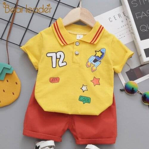 Bear Leader Boys Summer Cool Costumes New Fashion Kids Cartoon Pattern Outfits Chidlren Casual Clothes Kids Tracksuit 1-4 Years
