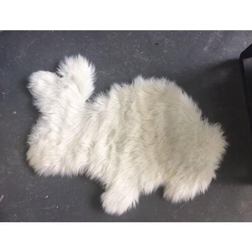 New Rabbit Shape Rugs Long Fluffy Solid Color Soft Water-absorption Non-slip Bed Room Entrance Door Household Decor Carpet