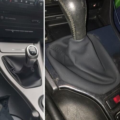 Leather Manual Shift Gear Stick Cover Boot Black Leather Boot Frame For BMW E30 E36 E39 E46 E81 E82 E87 E88 E90 E91 E92 E93