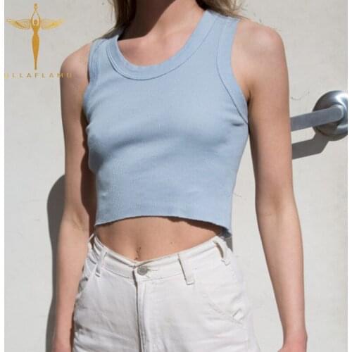 Summer U-Neck Knitted Crop Tops Women Casual Sleeveless Bottom Tank Top Female Pullover Vest Solid Color Basic Slim Tank Vest