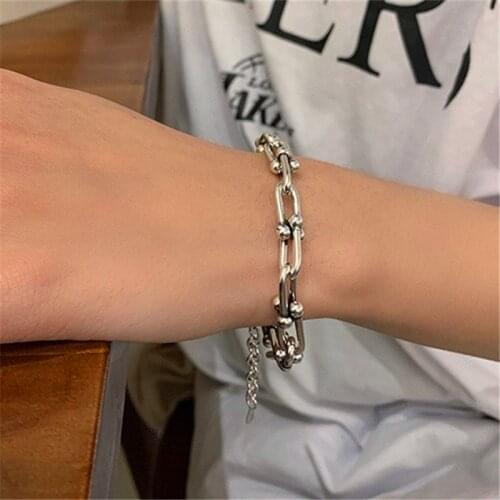 Miuoxion Wholesale Simple Personality Jewelry Vintage Chain Clasp Bracelet For Women Feature Namour Charm Gift All Seasons