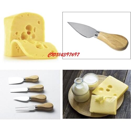 4pcs/set Knives Bard Set Oak Handle Stainless Steel Slicer Cheese Knife Kit Baking Tools Kitchen Cooking Accessories FF18070306