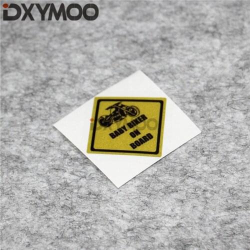 Motorcycle Bike Stickers Decorate Cool BABY BIKER ON BOARD Yellow Car Window Decals 11cm