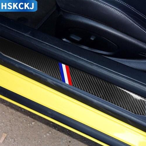 For Chevrolet Camaro 2017 2018 2019 Carbon Fiber Stickers Door Threshold Bar Sill Strips Interiors Car Accessories