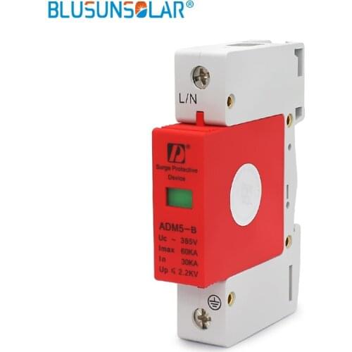 CE approved 50 pec lot 1P L+PE 30-60kA 385V AC Din Rail SPD Low Voltage Surge Protective Device lighting arrestor