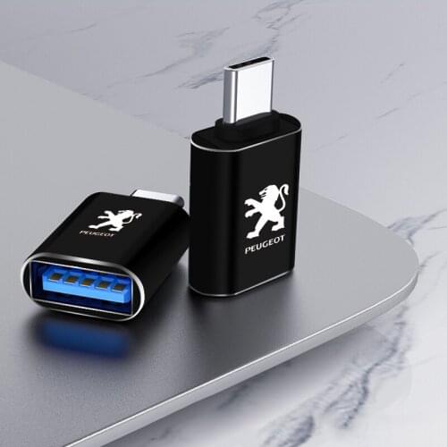 1pcs Type-C Turn USB Adapter Interface Converter For Peugeots 206 307 301 207 407 3008 308 406 107 108 208 408 508 607 807 2008