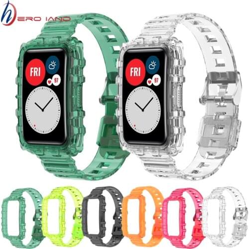 Transparent Sport Band For Huawei Watch Fit Strap Screen Protector Watch Case For Huawei fit New Wristband Bracelet Accessories