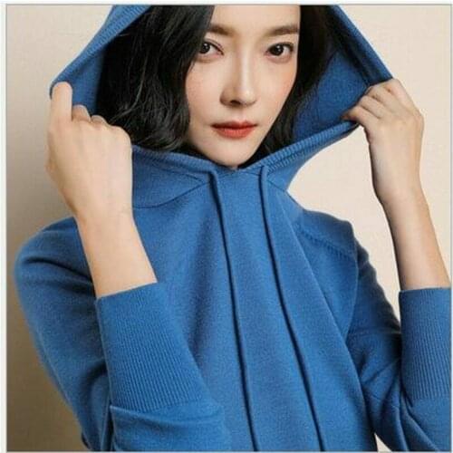 Pullover Hooded Knitted Women Casual Wear Fashion Jumper Pull