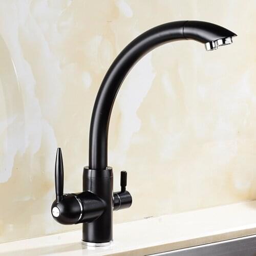 SHAI Kitchen Faucets Solid Brass Crane For Kitchen Deck Mounted Water Filter Tap Three Ways Sink Mixer 3 Way Kitchen Faucet