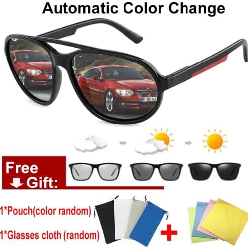 Photochromic Sunglasses Men Polarized Driving Chameleon Glasses Discoloration Driver Sun Glasses Day Night Vision UV400 Eyewear