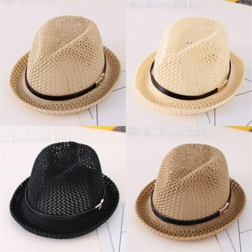 Children Kids Summer Beach Straw Hat Jazz Cutout Hat Gang ster Cap Outdoor Breathable Hats Girls Boys Sunhat
