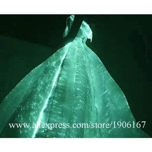 Led Luminous Fiber Optic Wedding Dress Colorful Led Light Up Stage Performance Event Clothes Led Illuminated Party Evening Dress